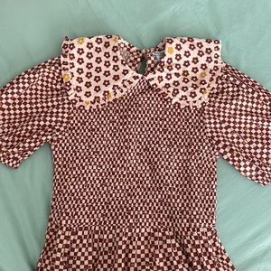 checkered midi smock dress